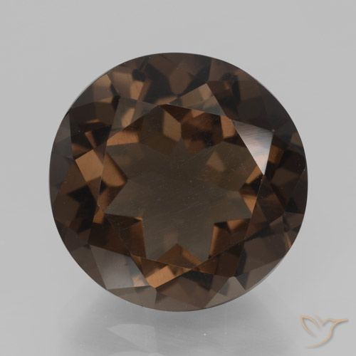 7.58ct 天然 ミディアムブラウン スモーキークォーツ, ラウンド, VVS-VS