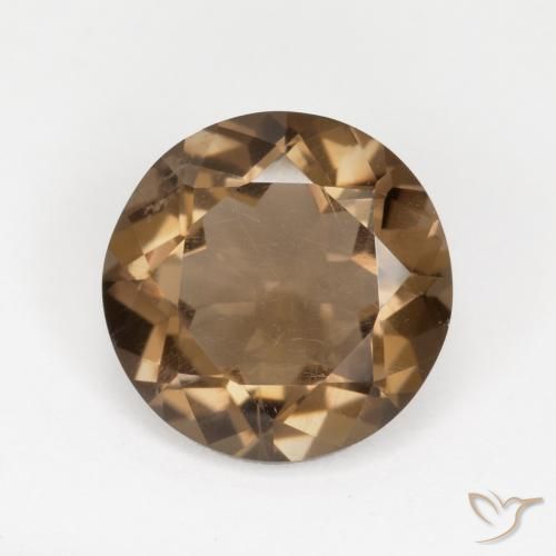 5.03ct 天然 薄いモカ スモーキークォーツ, ラウンド, VVS-VS
