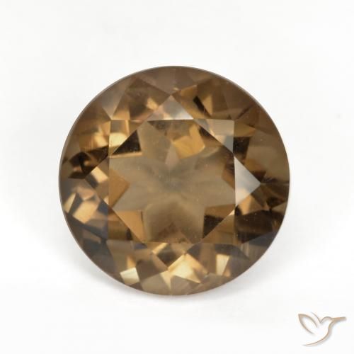 5.58ct 天然 ジンジャーブレッドブラウン スモーキークォーツ, ラウンド, VVS