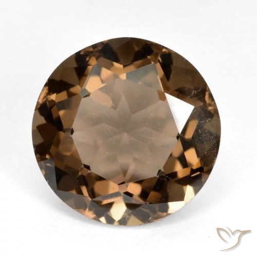 6.46ct 天然 ミディアムダークブラウン スモーキークォーツ, ラウンド, VS