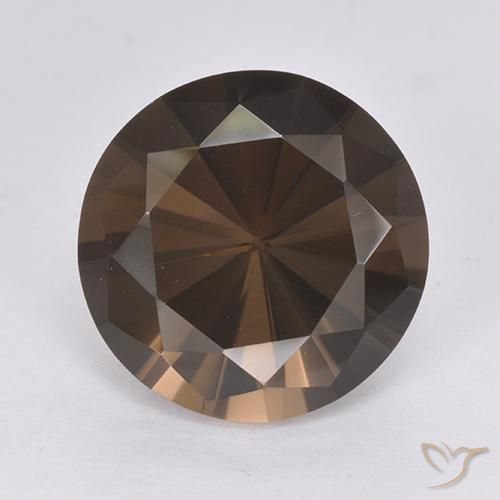 6.60ct 天然 ダークブラウン スモーキークォーツ, ラウンド, VVS-VS