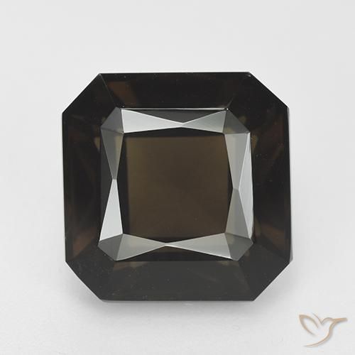 11.77ct 天然 ダークブラウン スモーキークォーツ, エメラルドカット, VVS-VS