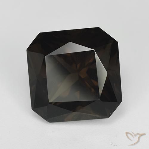 8.77ct 天然 濃いチョコレートブラウン スモーキークォーツ, エメラルドカット, VVS