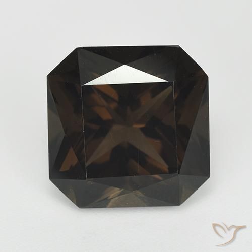7.38ct 天然 チョコレートブラウン スモーキークォーツ, エメラルドカット, VVS