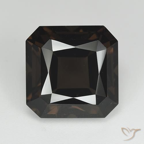 9.82ct 天然 ダークブラウン スモーキークォーツ, エメラルドカット, VVS