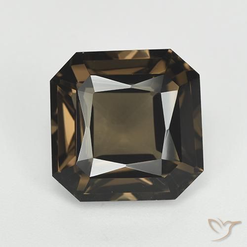 7.65ct 天然 ミディアムダークブラウン スモーキークォーツ, エメラルドカット, VVS