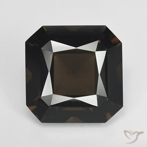 12.19ct 天然 ミディアムブラウン スモーキークォーツ, エメラルドカット, VVS