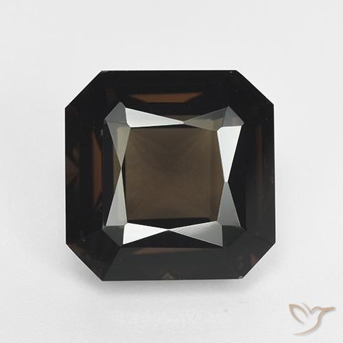 7.54ct 天然 ダークブラウン スモーキークォーツ, エメラルドカット, VVS