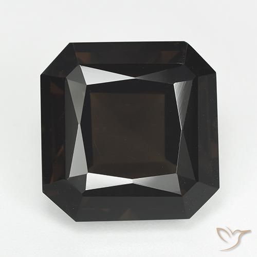 14.30ct 天然 ダークブラウン スモーキークォーツ, エメラルドカット, VVS