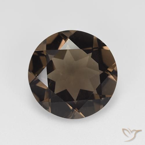 7.63ct 天然 ミディアムブラウン スモーキークォーツ, ラウンド, VVS-VS