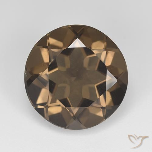 8.91ct 天然 ミディアムダークブラウン スモーキークォーツ, ラウンド, VVS-VS