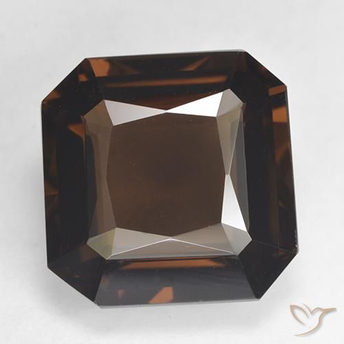 10.50ct 天然 ミディアムブラウン スモーキークォーツ, エメラルドカット, VVS