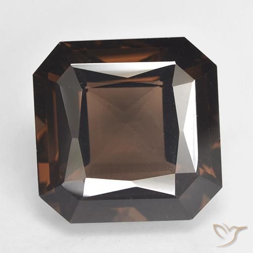 13.06ct 天然 ミディアムブラウン スモーキークォーツ, エメラルドカット, VVS