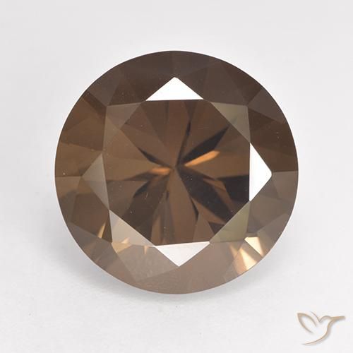 6.40ct 天然 ヒッコリーブラウン スモーキークォーツ, ラウンド, VVS-VS