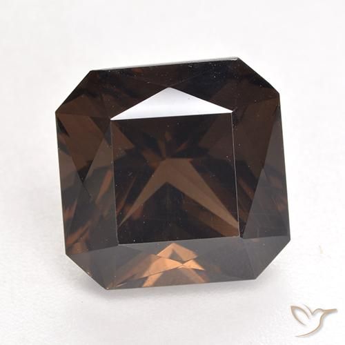 7.48ct 天然 ミディアムブラウン スモーキークォーツ, エメラルドカット, VVS-VS