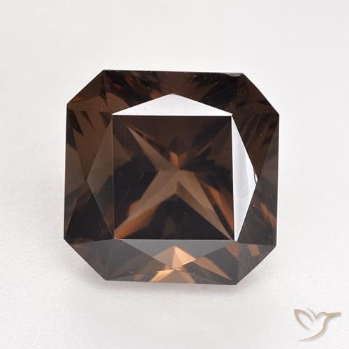 6.08ct 天然 ダークブラウン スモーキークォーツ, エメラルドカット, VVS-VS