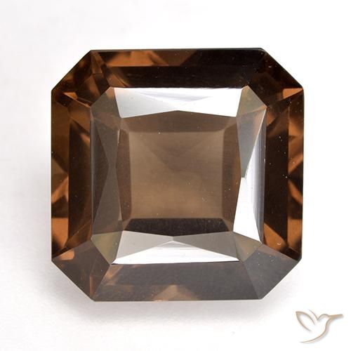 9.51ct 天然 ヒッコリーブラウン スモーキークォーツ, エメラルドカット, VS