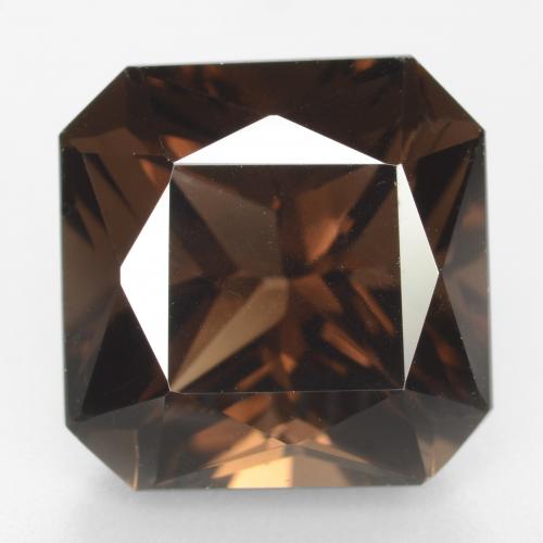 10.00カラットの天然ブラウンスモーキークォーツ（12.9×12.9 mm・エメラルドカット）
