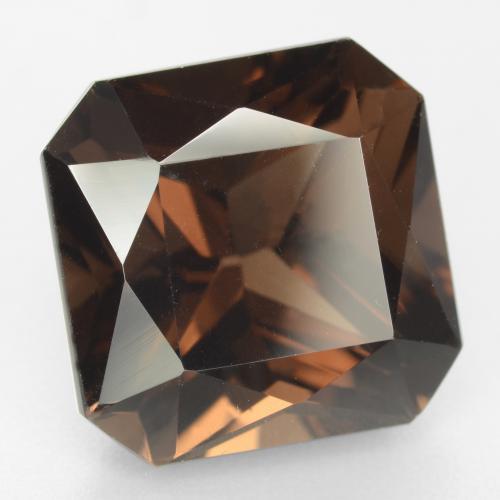 10.00カラットの天然ブラウンスモーキークォーツ（12.9×12.9 mm・エメラルドカット）