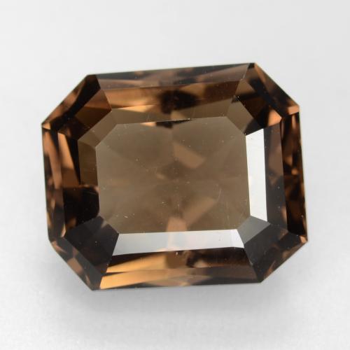 7.41カラットの天然チョコレートブラウンスモーキークォーツ（12.9×11 mm・エメラルドカット）