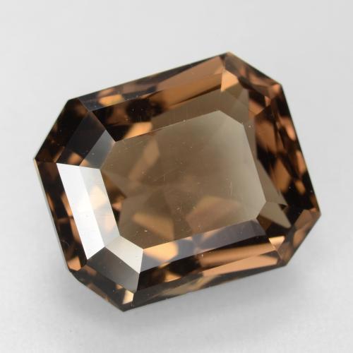 7.41カラットの天然チョコレートブラウンスモーキークォーツ（12.9×11 mm・エメラルドカット）