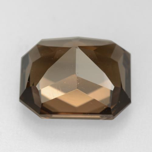 7.41カラットの天然チョコレートブラウンスモーキークォーツ（12.9×11 mm・エメラルドカット）