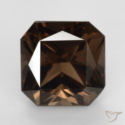 7.12ct 天然 ヒッコリーブラウン スモーキークォーツ, エメラルドカット, VVS