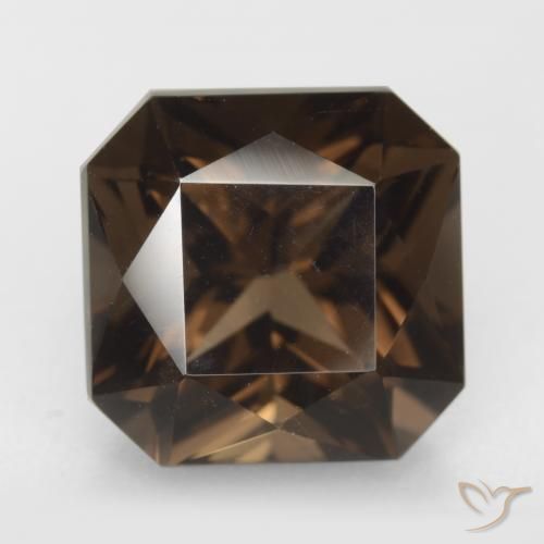 7.49ct 天然 ダークブラウン スモーキークォーツ, エメラルドカット, VVS-VS