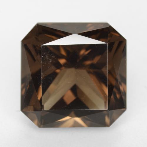 10.19カラットの天然ミディアムブラウンスモーキークォーツ（13×13 mm・エメラルドカット）