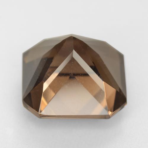 10.19カラットの天然ミディアムブラウンスモーキークォーツ（13×13 mm・エメラルドカット）