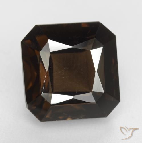 6.87ct 天然 ヒッコリーブラウン スモーキークォーツ, エメラルドカット, VVS-VS