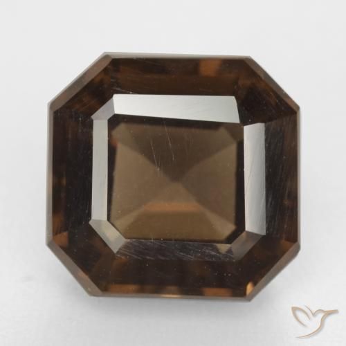 6.55ct 天然 ヒッコリーブラウン スモーキークォーツ, エメラルドカット, VVS-VS