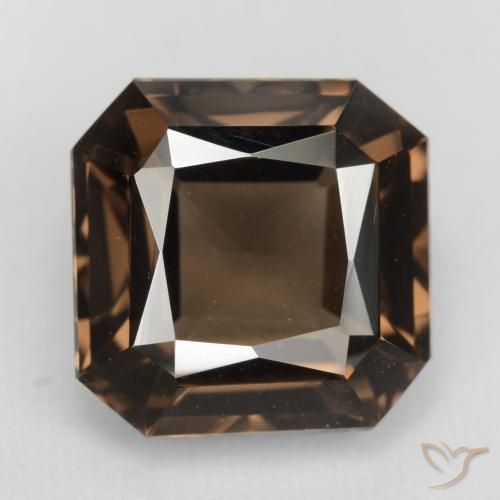 6.53カラットの天然ブラウンスモーキークォーツ（11.5×11.4 mm・エメラルドカット）