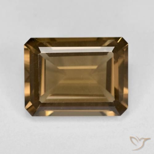 6.11ct 天然 ミディアムダークブラウン スモーキークォーツ, エメラルドカット, VVS-VS