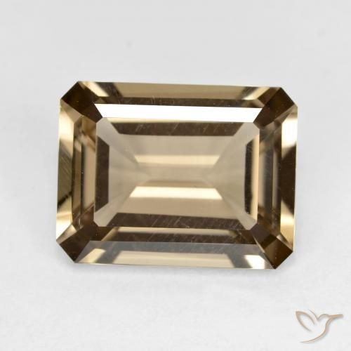 5.56ct 天然 ミディアム薄いブラウン スモーキークォーツ, エメラルドカット, VVS-VS