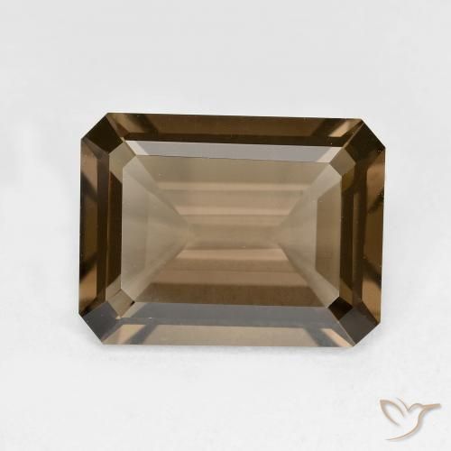 5.33ct 天然 薄いモカ スモーキークォーツ, エメラルドカット, VVS-VS