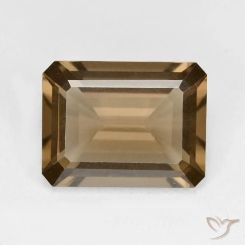 5.24ct 天然 ライトブラウン スモーキークォーツ, エメラルドカット, VVS-VS
