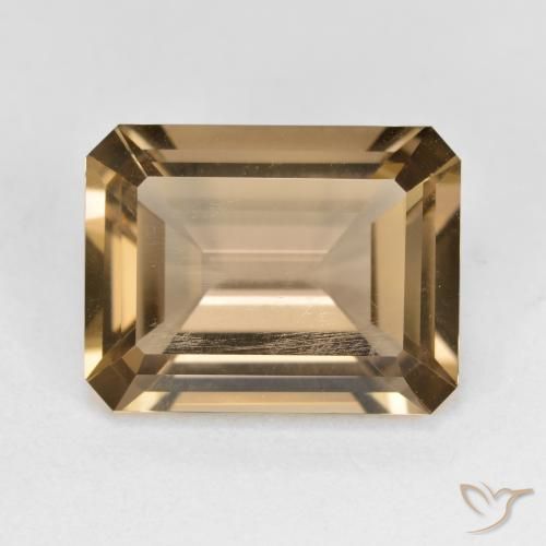 5.33ct 天然 薄いモカ スモーキークォーツ, エメラルドカット, VVS-VS