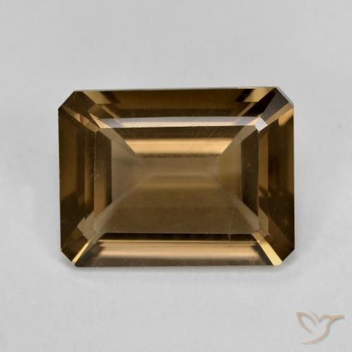 5.22ct 天然 ミディアムダークブラウン スモーキークォーツ, エメラルドカット, VVS-VS