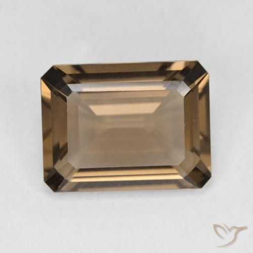 5.27ct 天然 ウォームブラウン スモーキークォーツ, エメラルドカット, VVS-VS
