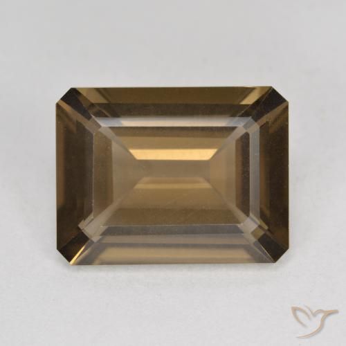 5.38ct 天然 ウォームブラウン スモーキークォーツ, エメラルドカット, VVS-VS