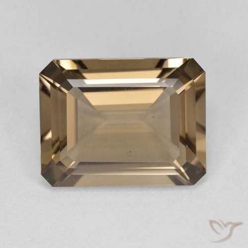 5.51ct 天然 ミディアム薄いブラウン スモーキークォーツ, エメラルドカット, VVS-VS