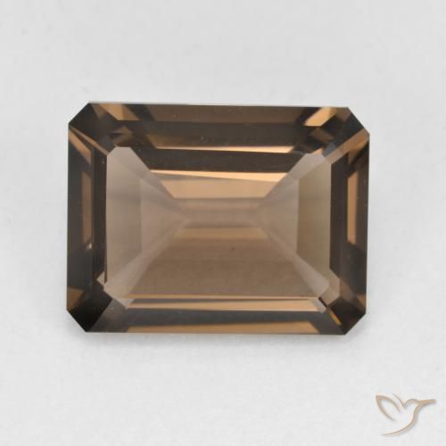 5.39ct 天然 ジンジャーブレッドブラウン スモーキークォーツ, エメラルドカット, VVS-VS