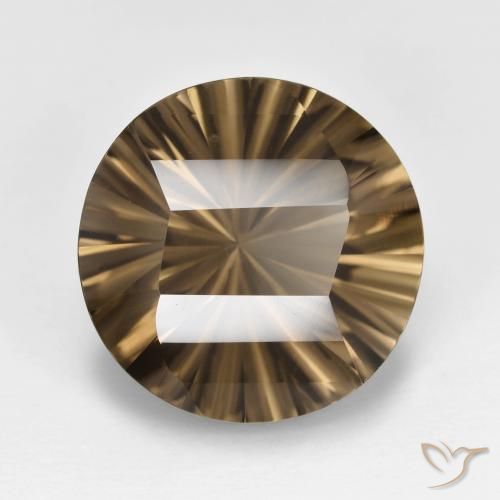 7.77ct 天然 ミディアム薄いブラウン スモーキークォーツ, ラウンド, VVS-VS