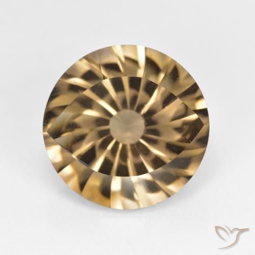 5.43ct 天然 ミディアム薄いブラウン スモーキークォーツ, ラウンド, VVS