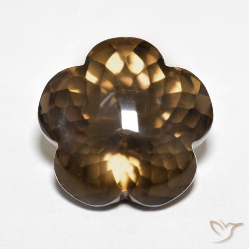 11.15ct 天然 ウォームブラウン スモーキークォーツ, フラワーカット, 透明