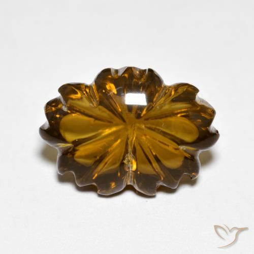6.45ct 天然 キャラメルブラウン スモーキークォーツ, フラワーカット, 透明