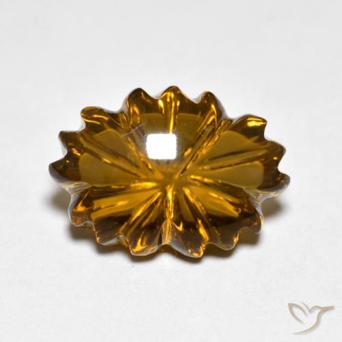6.51ct 天然 ミディアム薄いブラウン スモーキークォーツ, フラワーカット, 透明