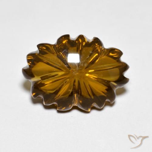 6.24ct 天然 ウォームブラウン スモーキークォーツ, フラワーカット, 透明