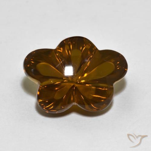 6.29ct 天然 ダークブラウン スモーキークォーツ, フラワーカット, 透明